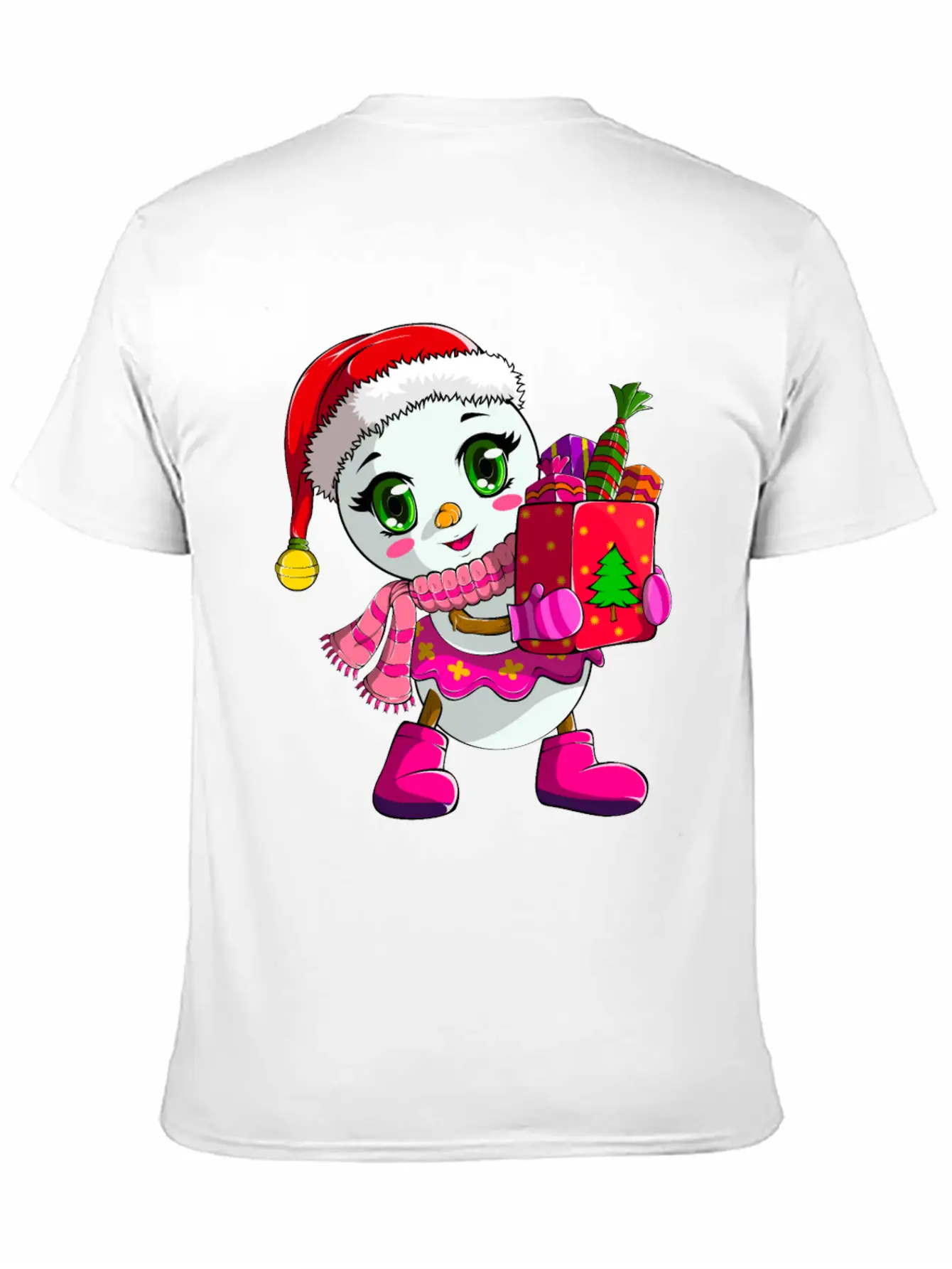 Cute Shopping Snowwoman Shopaholic Christmas Breathable Soft Cotton T-Shirt – Timeless Casual Look