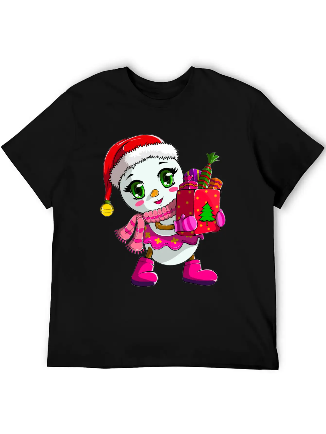 Cute Shopping Snowwoman Shopaholic Christmas Breathable Soft Cotton T-Shirt – Timeless Casual Look