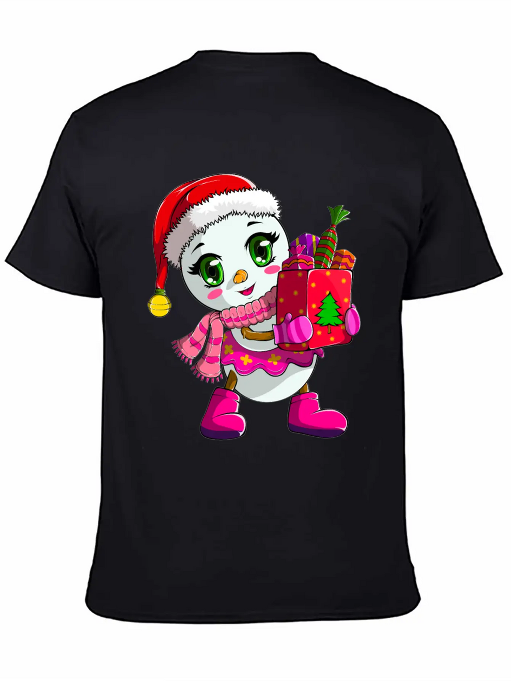 Cute Shopping Snowwoman Shopaholic Christmas Breathable Soft Cotton T-Shirt – Timeless Casual Look
