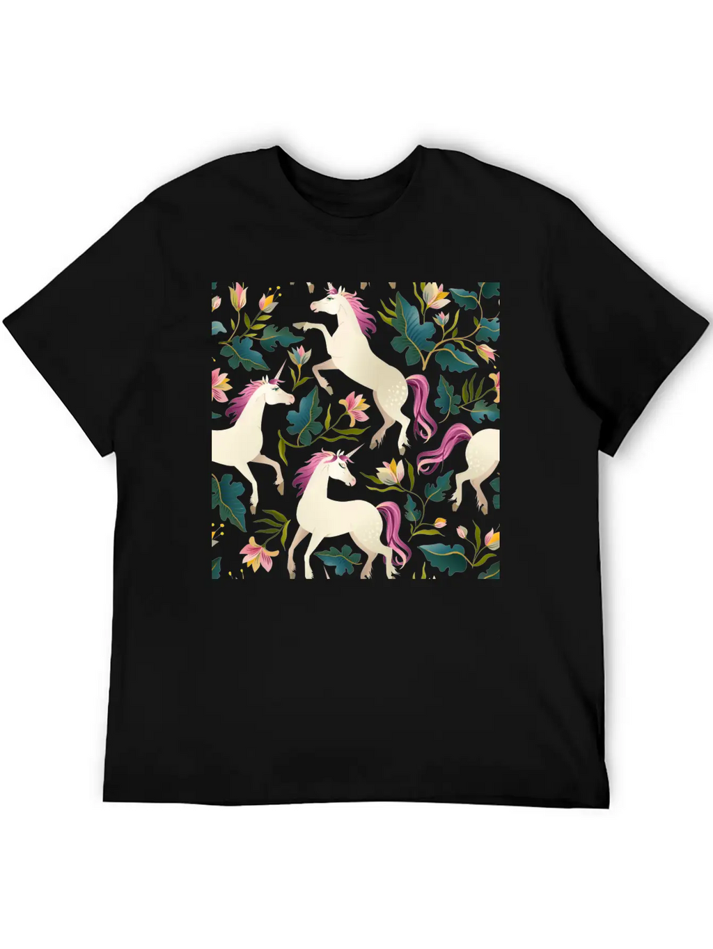 Cute Unicorn Gold Unicorn Seamless Pattern Breathable Soft Cotton T-Shirt – Timeless Casual Look