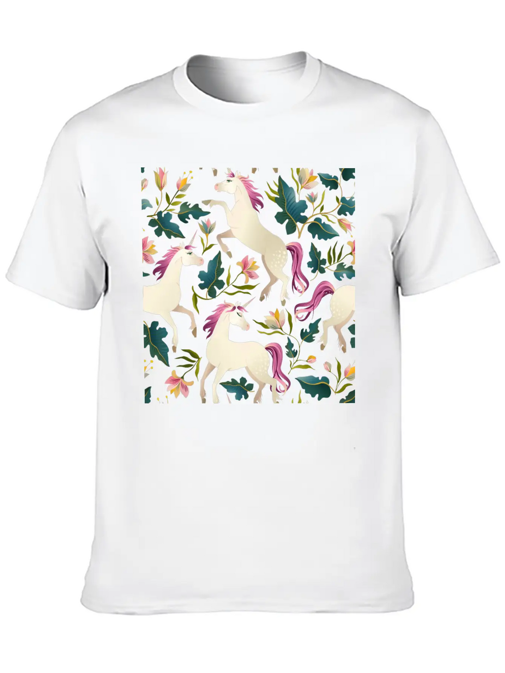 Cute Unicorn Gold Unicorn Seamless Pattern Breathable Soft Cotton T-Shirt – Timeless Casual Look