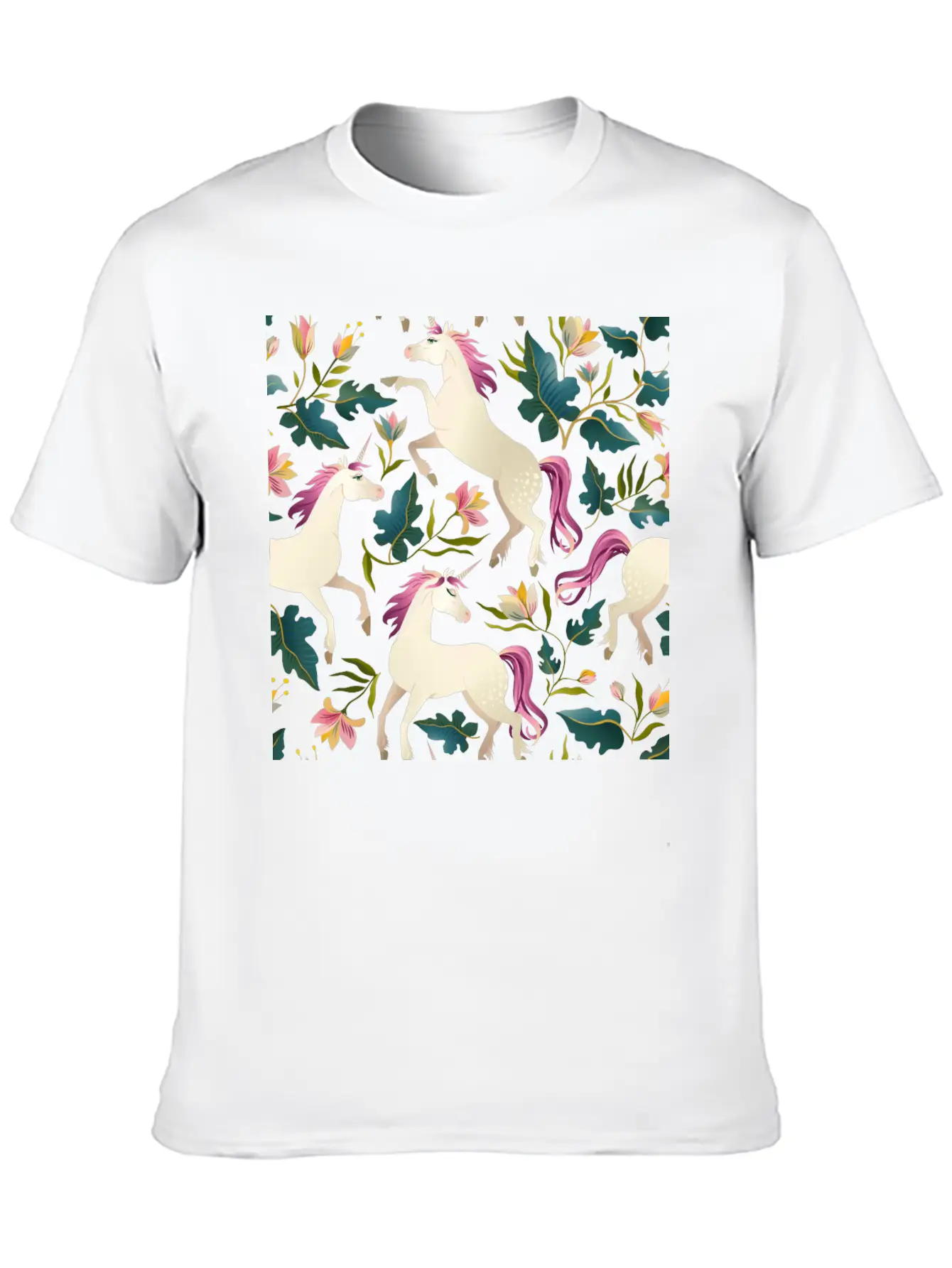 Cute Unicorn Gold Unicorn Seamless Pattern Breathable Soft Cotton T-Shirt – Timeless Casual Look