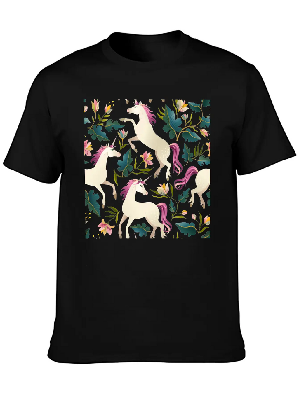 Cute Unicorn Gold Unicorn Seamless Pattern Breathable Soft Cotton T-Shirt – Timeless Casual Look