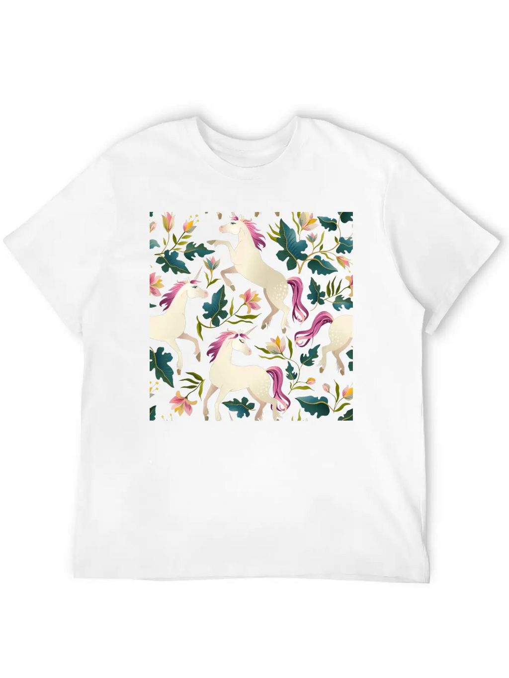 Cute Unicorn Gold Unicorn Seamless Pattern Breathable Soft Cotton T-Shirt – Timeless Casual Look