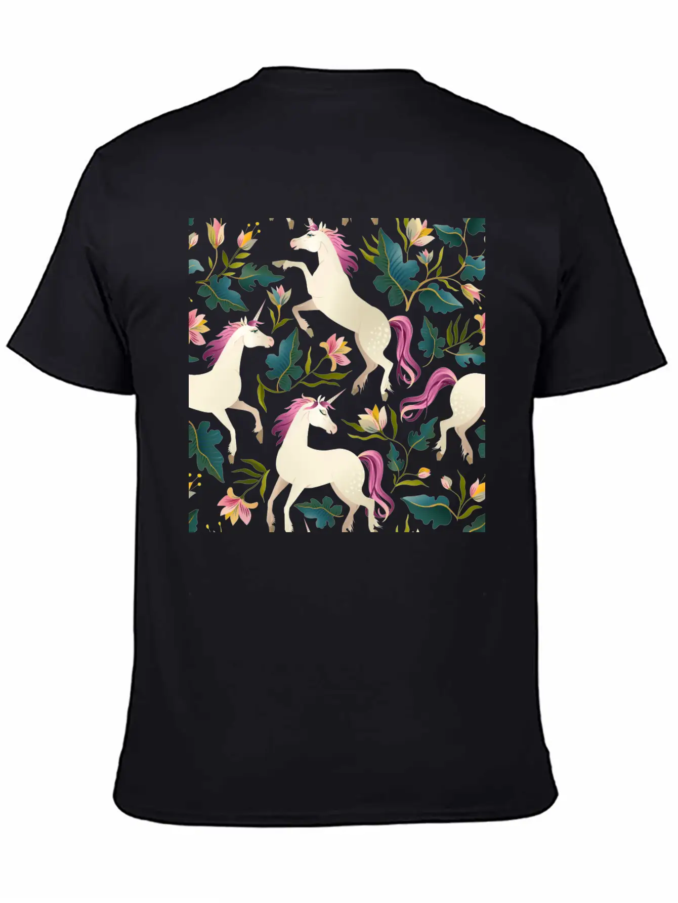 Cute Unicorn Gold Unicorn Seamless Pattern Breathable Soft Cotton T-Shirt – Timeless Casual Look