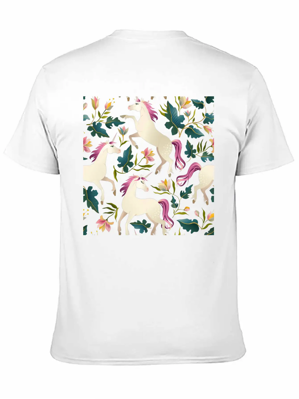 Cute Unicorn Gold Unicorn Seamless Pattern Breathable Soft Cotton T-Shirt – Timeless Casual Look