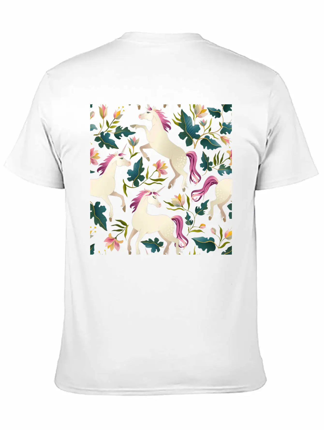 Cute Unicorn Gold Unicorn Seamless Pattern Breathable Soft Cotton T-Shirt – Timeless Casual Look