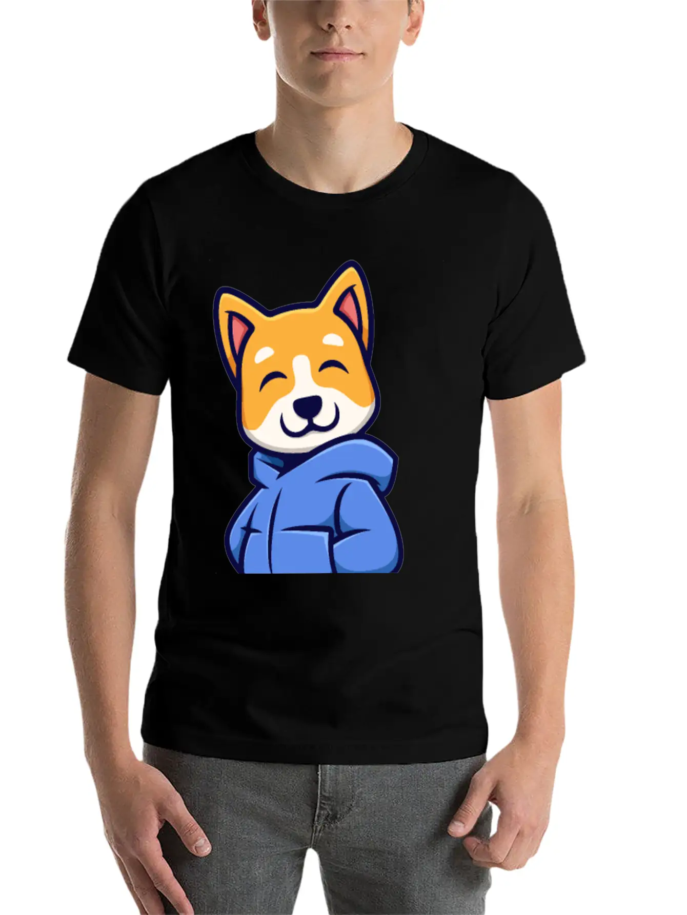 Cute Urban Corgi Dog Essential Cotton Tee For Daily Outfits – Unisex Style