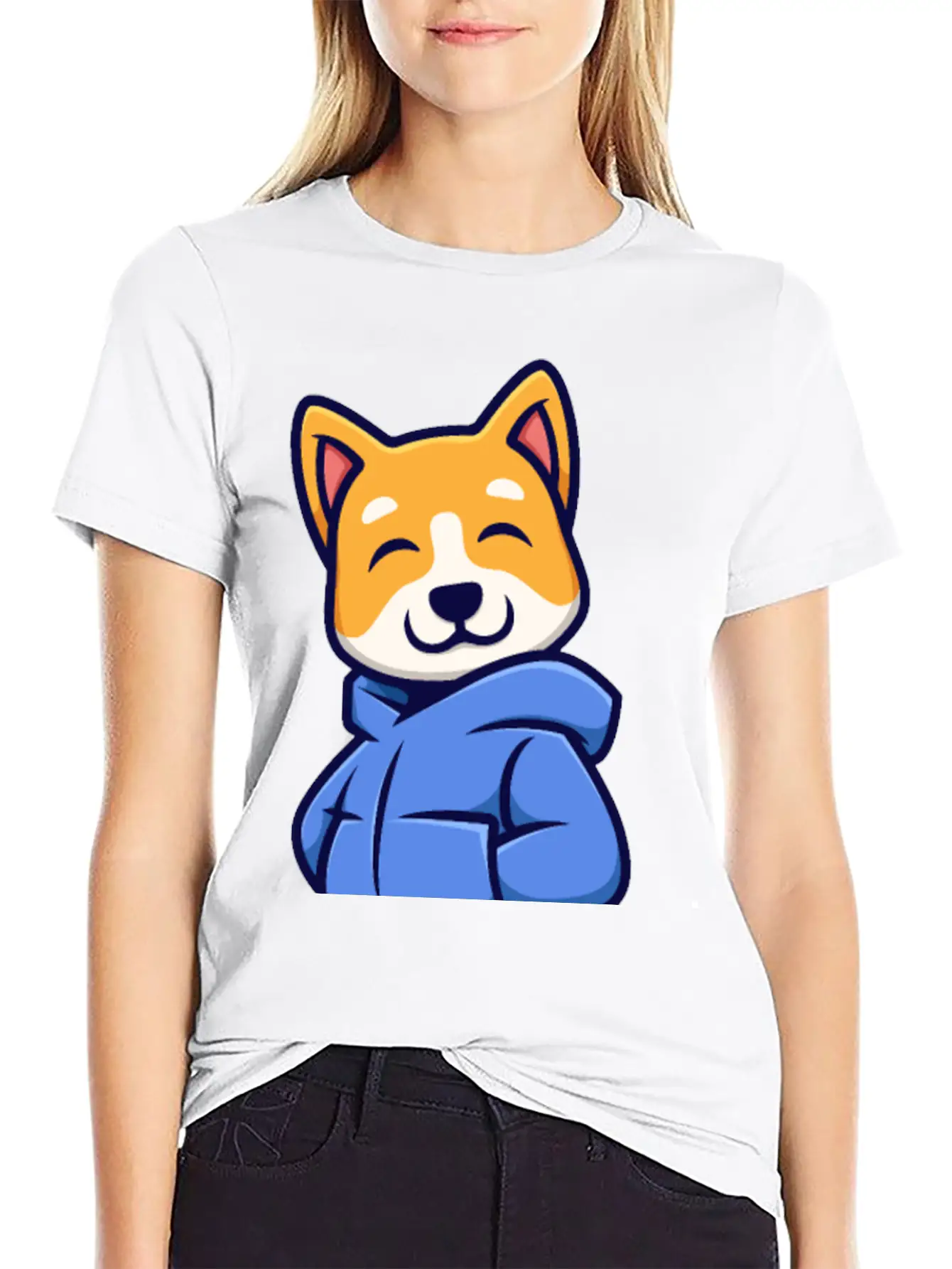 Cute Urban Corgi Dog Essential Cotton Tee For Daily Outfits – Unisex Style