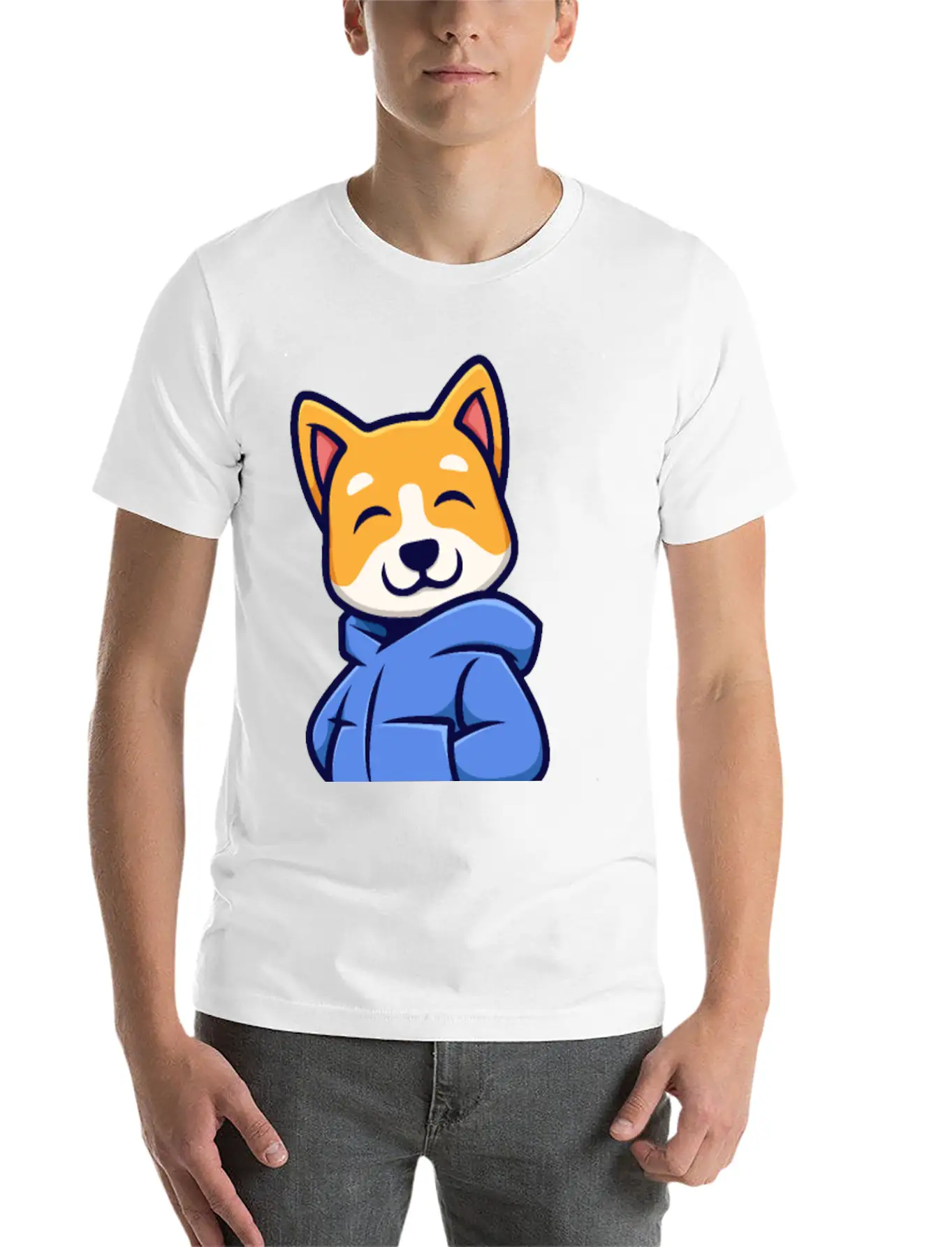 Cute Urban Corgi Dog Essential Cotton Tee For Daily Outfits – Unisex Style