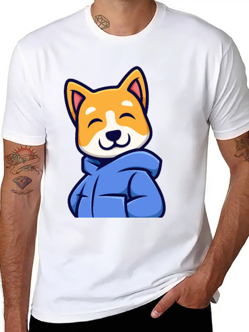 Cute Urban Corgi Dog Essential Cotton Tee For Daily Outfits – Unisex Style