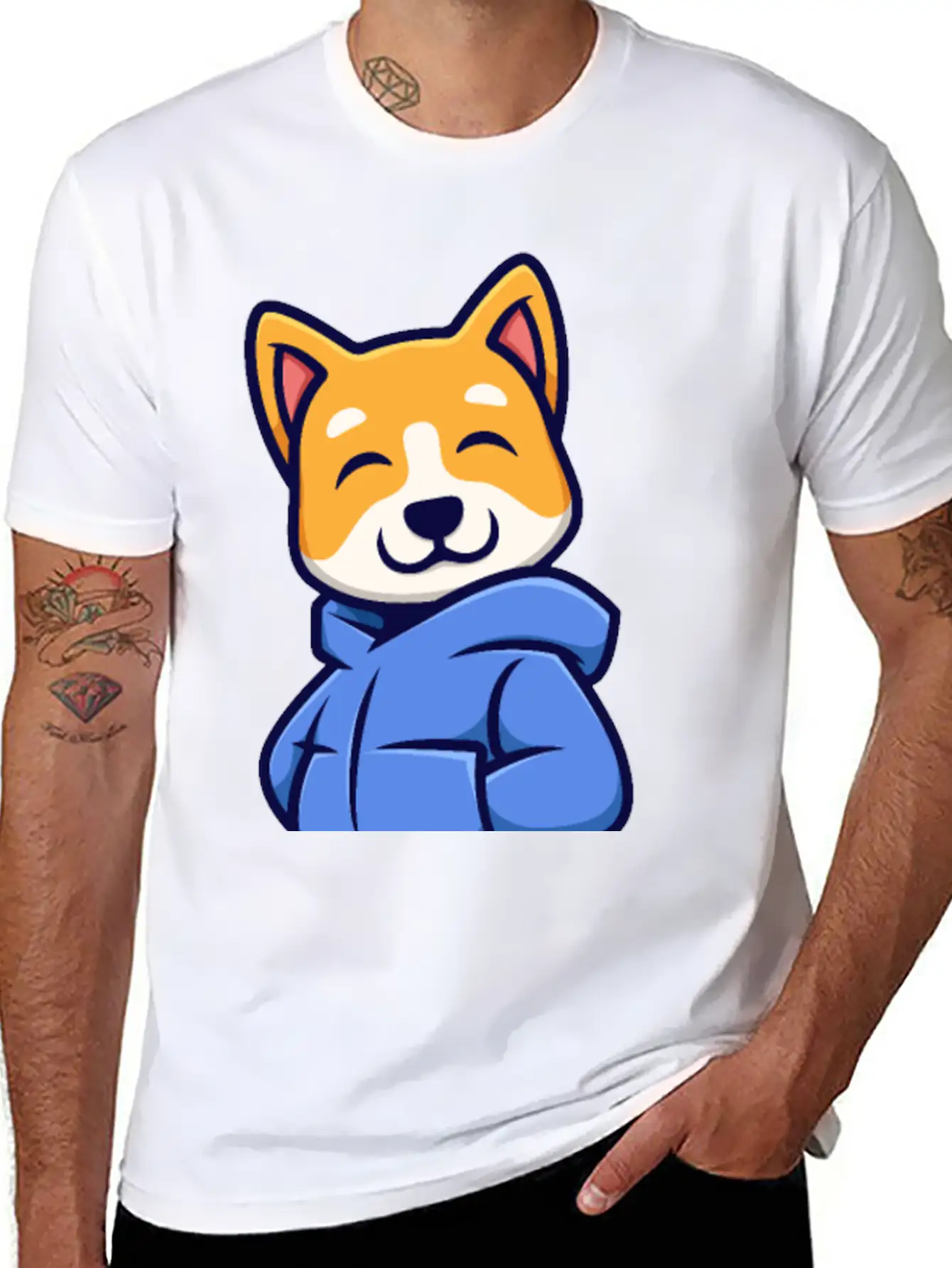 Cute Urban Corgi Dog Essential Cotton Tee For Daily Outfits – Unisex Style