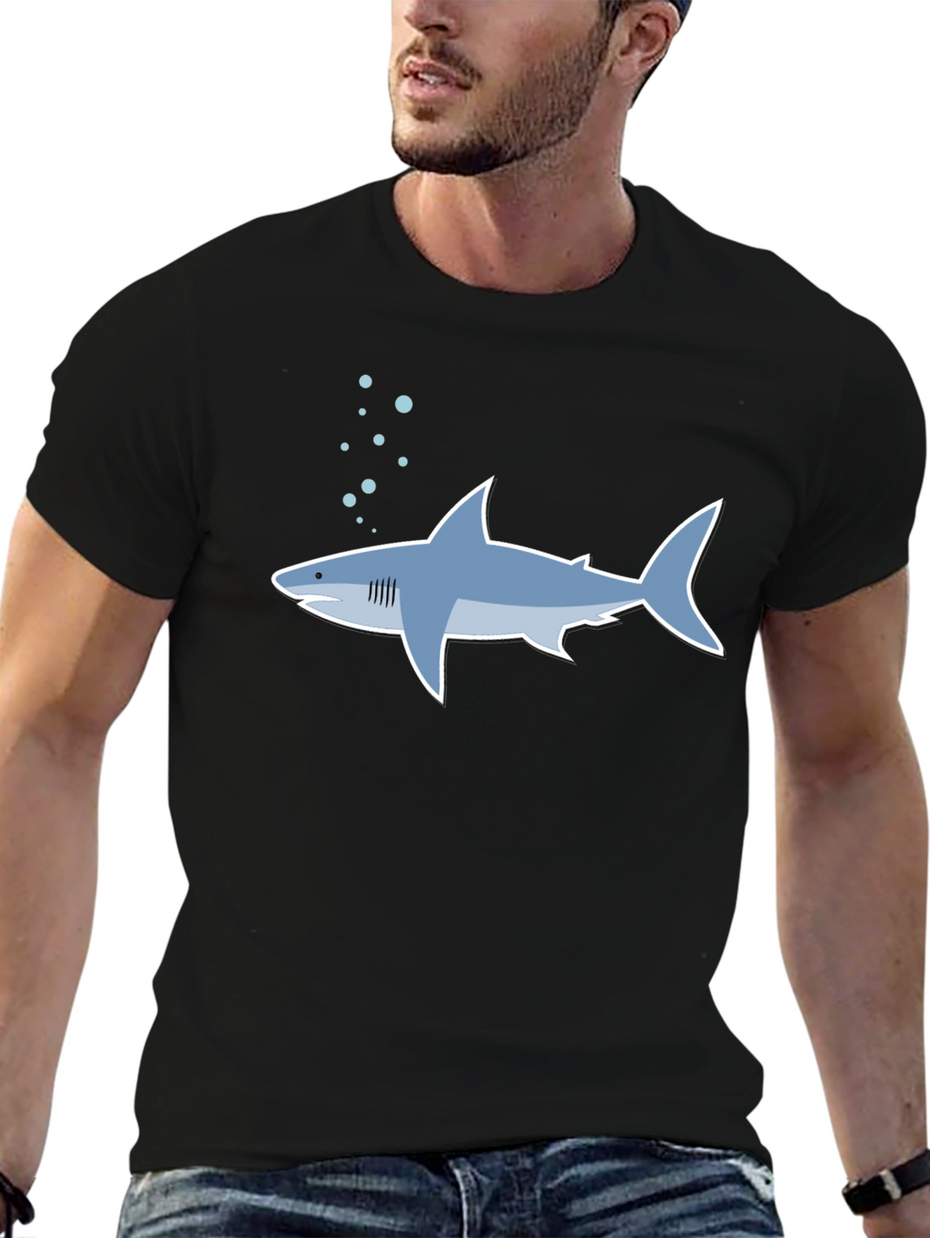 Shark Graphic Tee - Stylish Mens Black T-Shirt