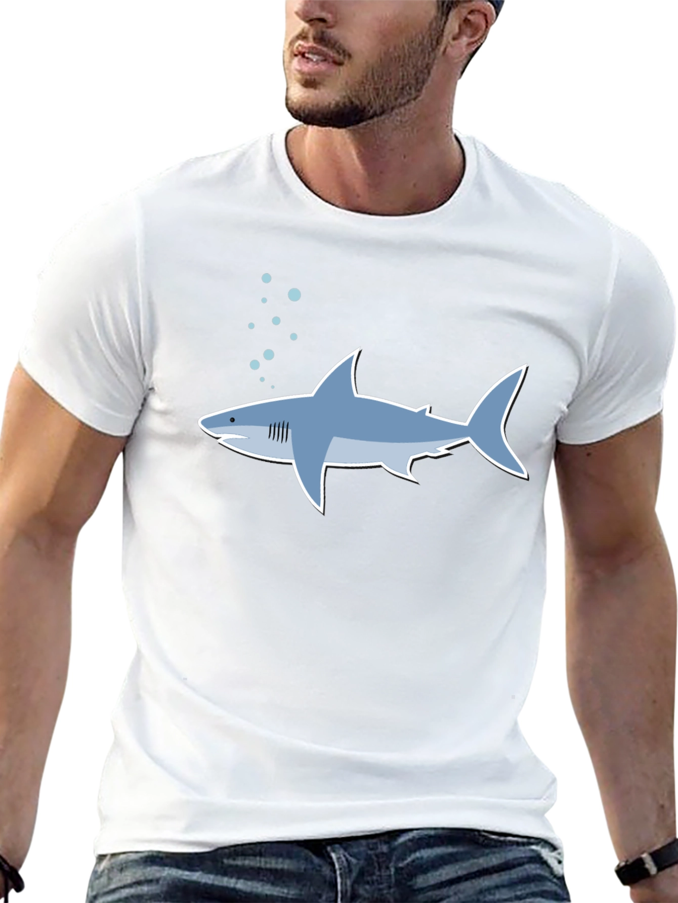 Shark Graphic Tee - Stylish Mens Black T-Shirt