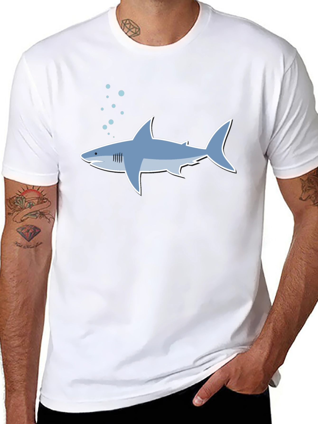 Shark Graphic Tee - Stylish Mens Black T-Shirt