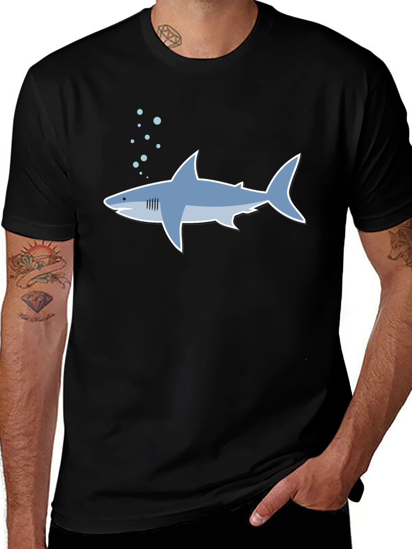 Shark Graphic Tee - Stylish Mens Black T-Shirt