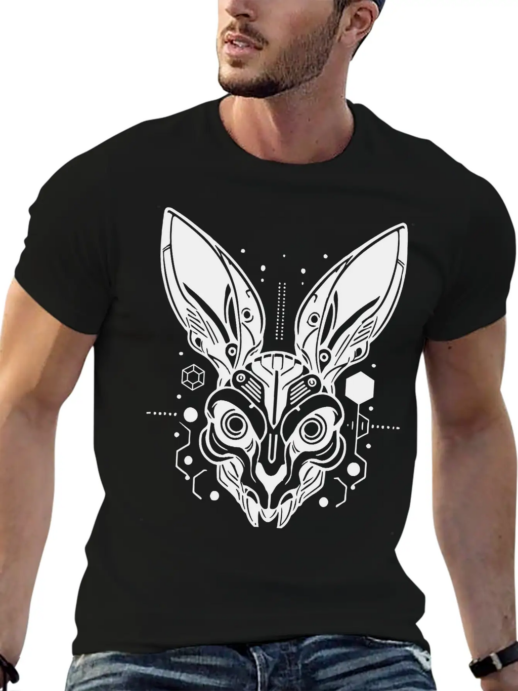 Cyber Rabbit Classic Fit Graphic Tee For Daily Comfort – Unisex Cotton Shirt