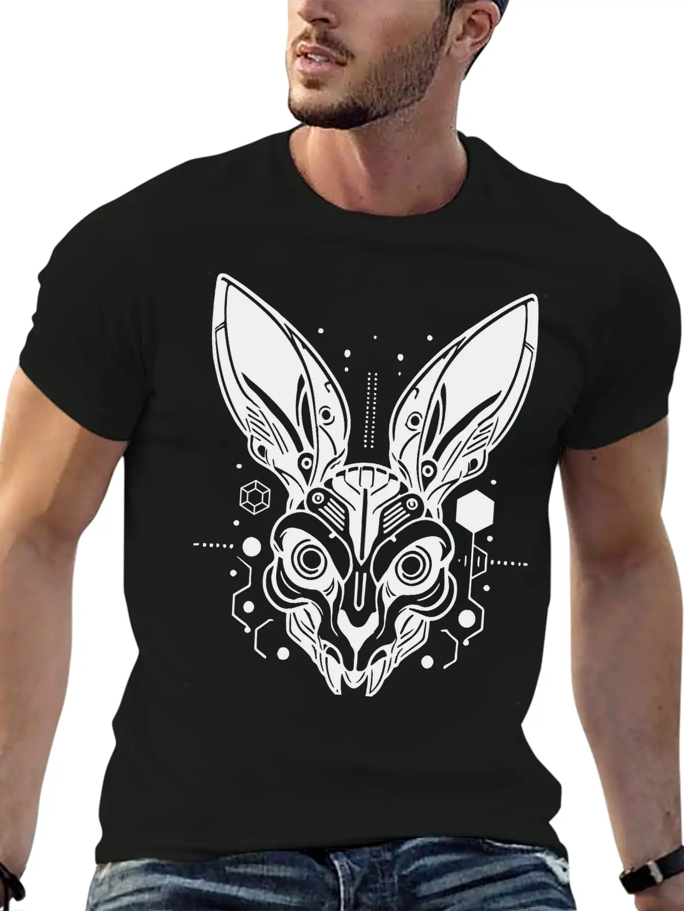 Cyber Rabbit Classic Fit Graphic Tee For Daily Comfort – Unisex Cotton Shirt