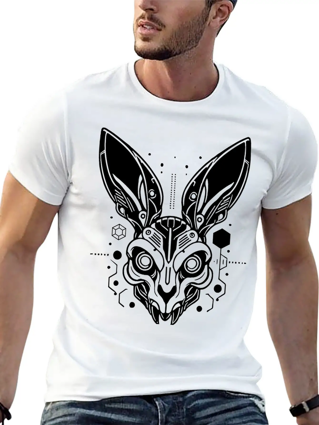 Cyber Rabbit Classic Fit Graphic Tee For Daily Comfort – Unisex Cotton Shirt