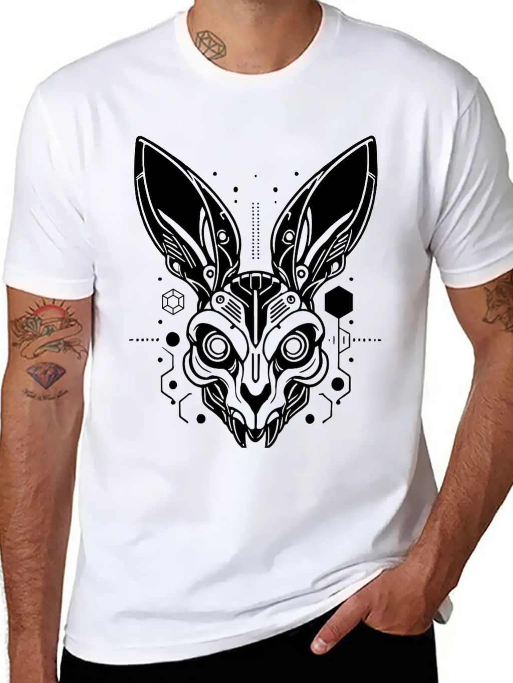Cyber Rabbit Classic Fit Graphic Tee For Daily Comfort – Unisex Cotton Shirt