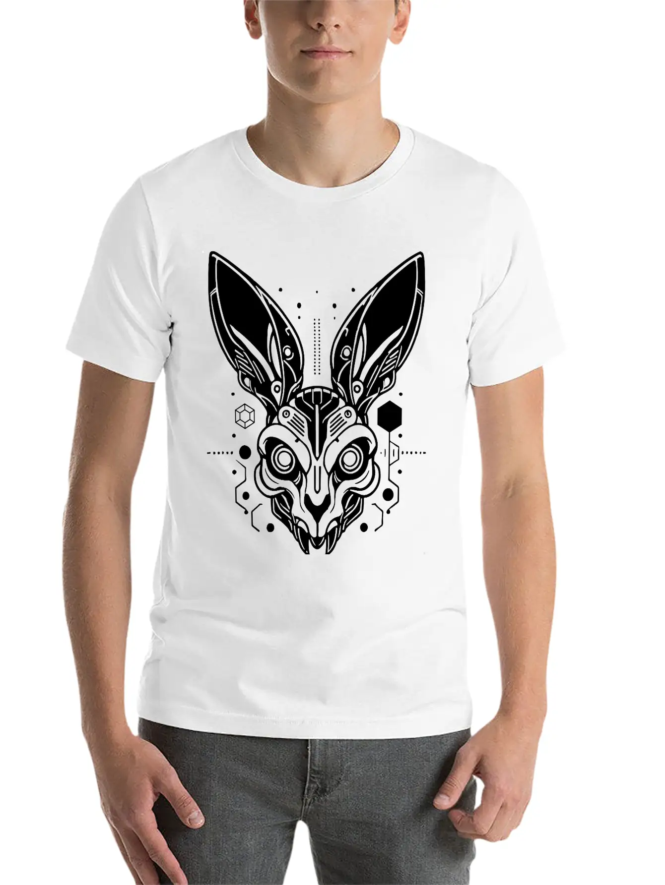 Cyber Rabbit Classic Fit Graphic Tee For Daily Comfort – Unisex Cotton Shirt