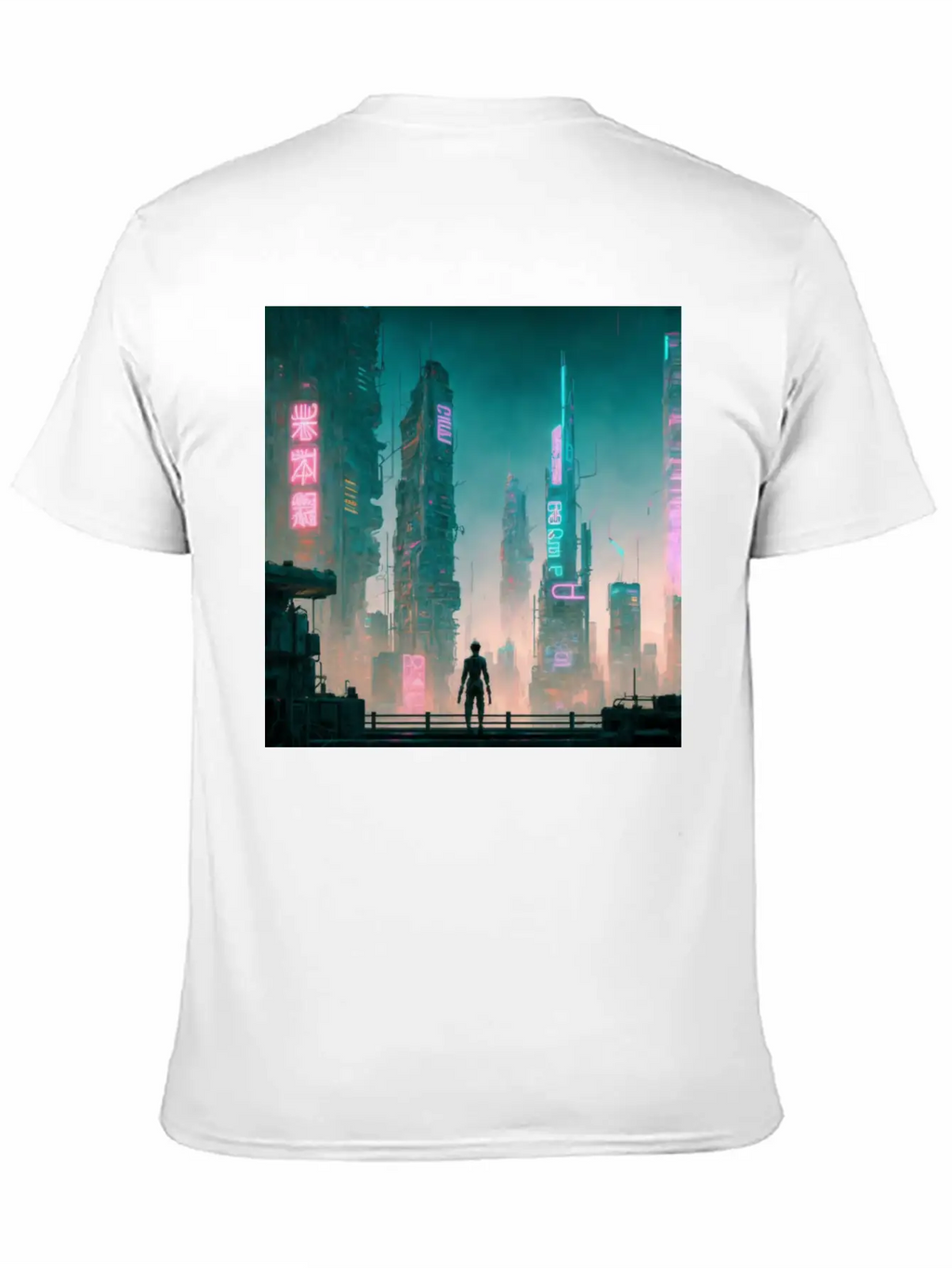 Cyberpunk Cityscape Breathable Soft Cotton T-Shirt – Timeless Casual Look