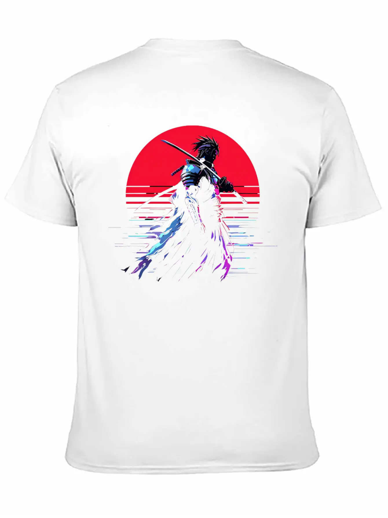 Cyberpunk Samurai Warrior Under Neon Moon Unisex Casual T-Shirt – Clean Design For Daily Comfort
