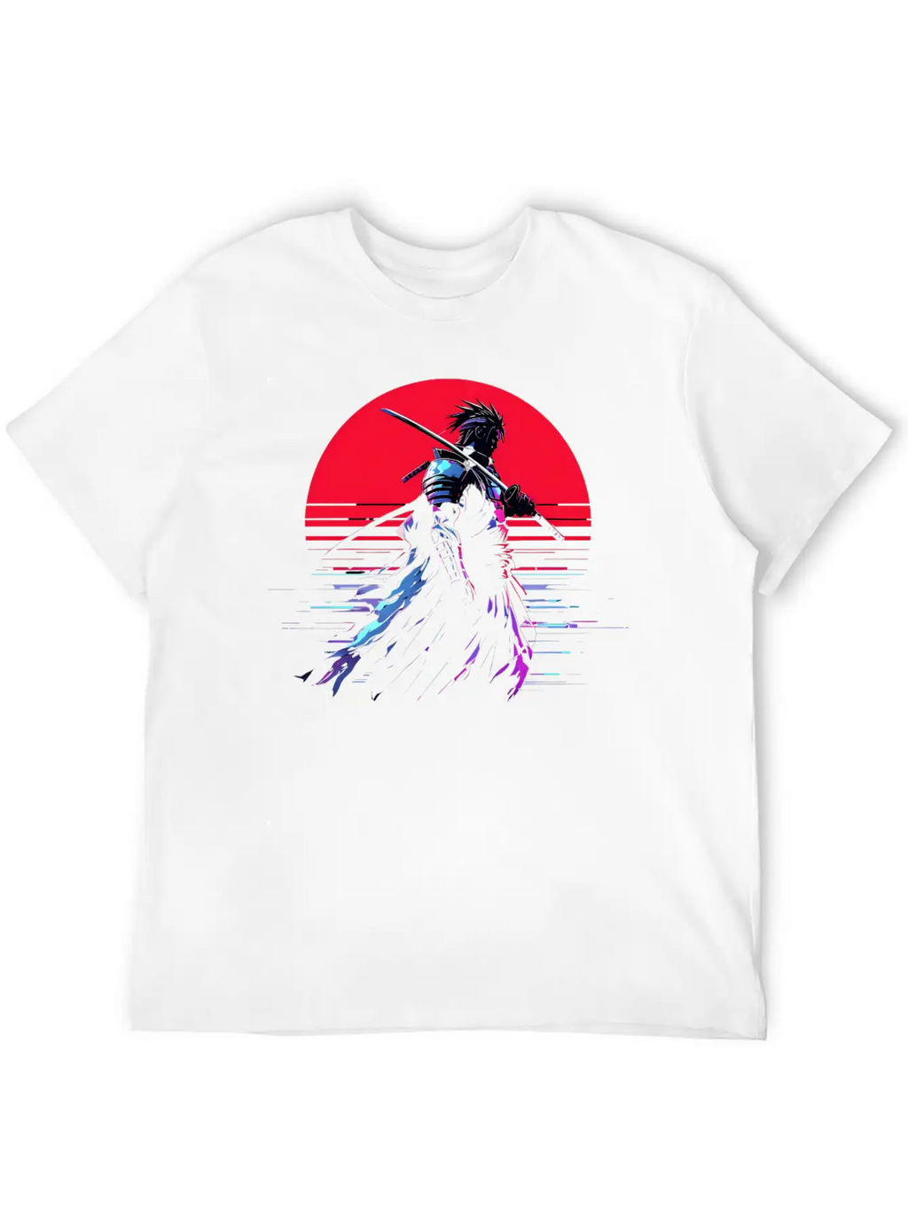 Cyberpunk Samurai Warrior Under Neon Moon Unisex Casual T-Shirt – Clean Design For Daily Comfort