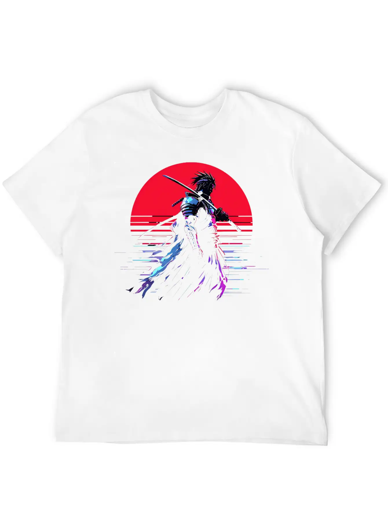 Cyberpunk Samurai Warrior Under Neon Moon Unisex Casual T-Shirt – Clean Design For Daily Comfort