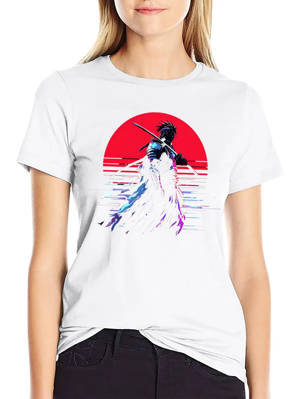 Cyberpunk Samurai Warrior Under Neon Moon Unisex Casual T-Shirt – Clean Design For Daily Comfort