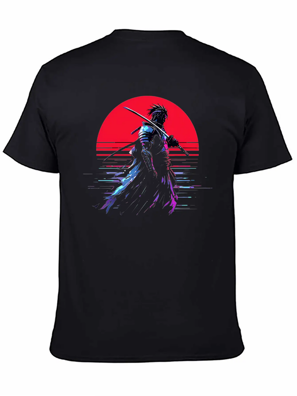 Cyberpunk Samurai Warrior Under Neon Moon Unisex Casual T-Shirt – Clean Design For Daily Comfort
