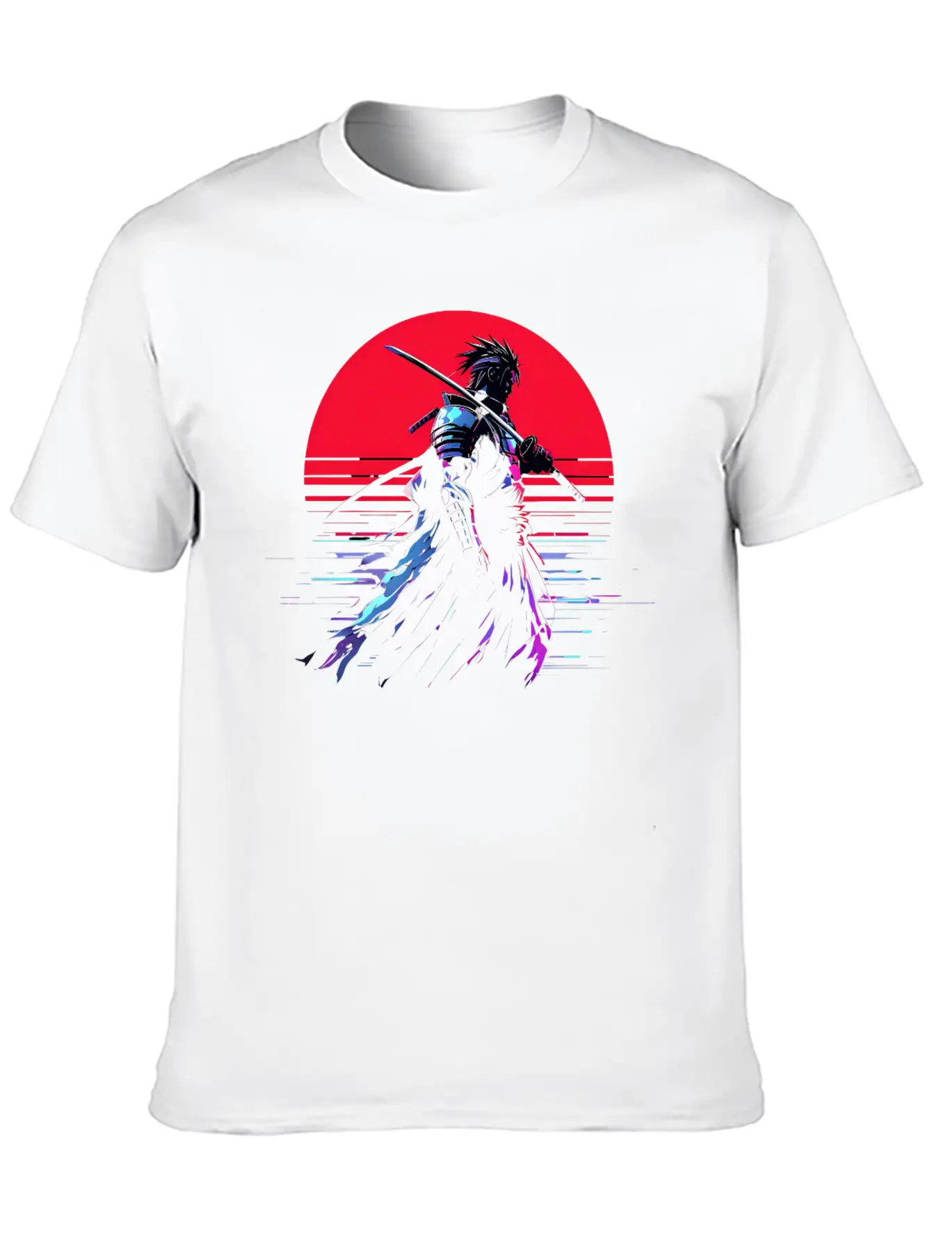 Cyberpunk Samurai Warrior Under Neon Moon Unisex Casual T-Shirt – Clean Design For Daily Comfort