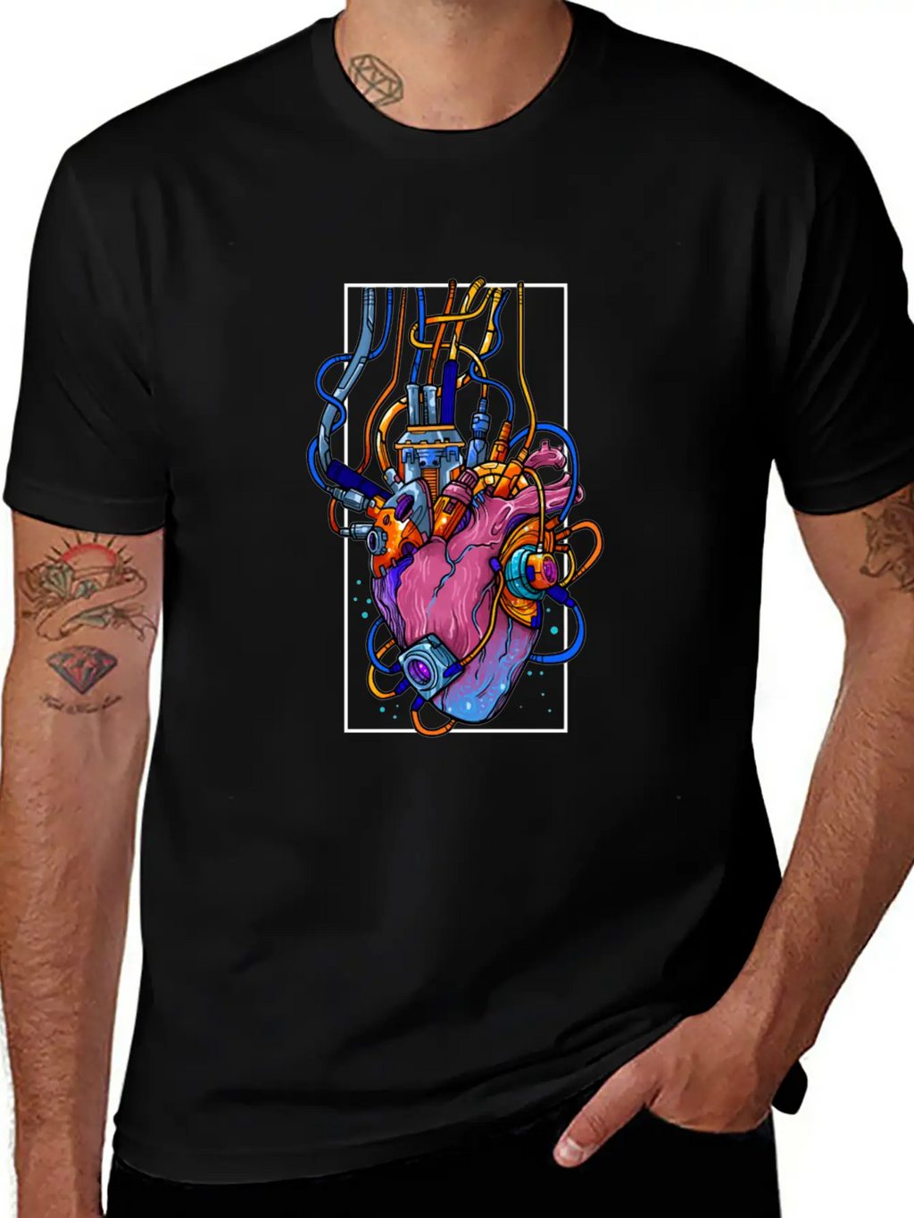 Cyborg Robot Heart Vaporwave Futuristic Cyberpunk Unisex Casual T-Shirt – Clean Design For Daily Comfort