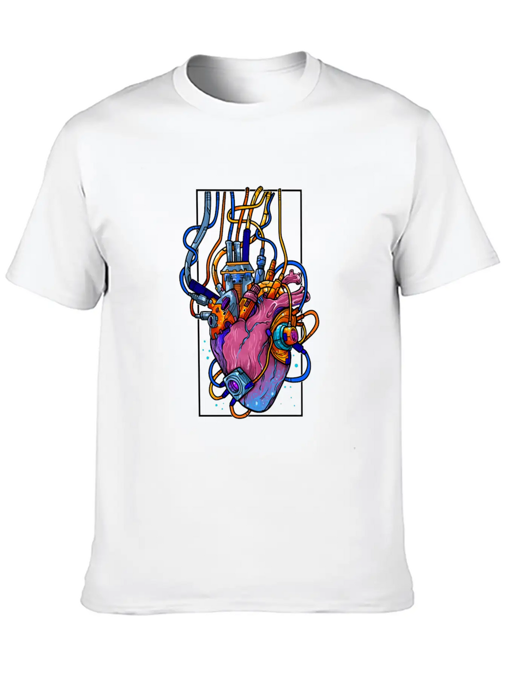 Cyborg Robot Heart Vaporwave Futuristic Cyberpunk Unisex Casual T-Shirt – Clean Design For Daily Comfort