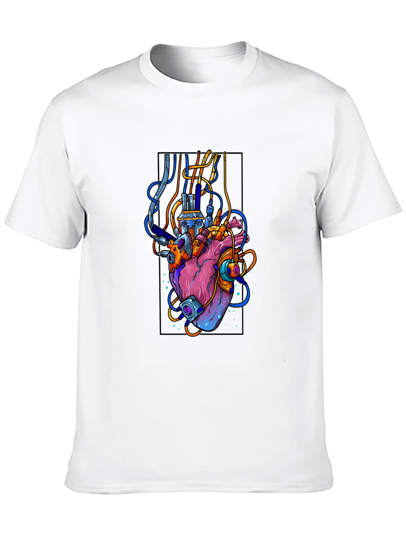 Cyborg Robot Heart Vaporwave Futuristic Cyberpunk Unisex Casual T-Shirt – Clean Design For Daily Comfort