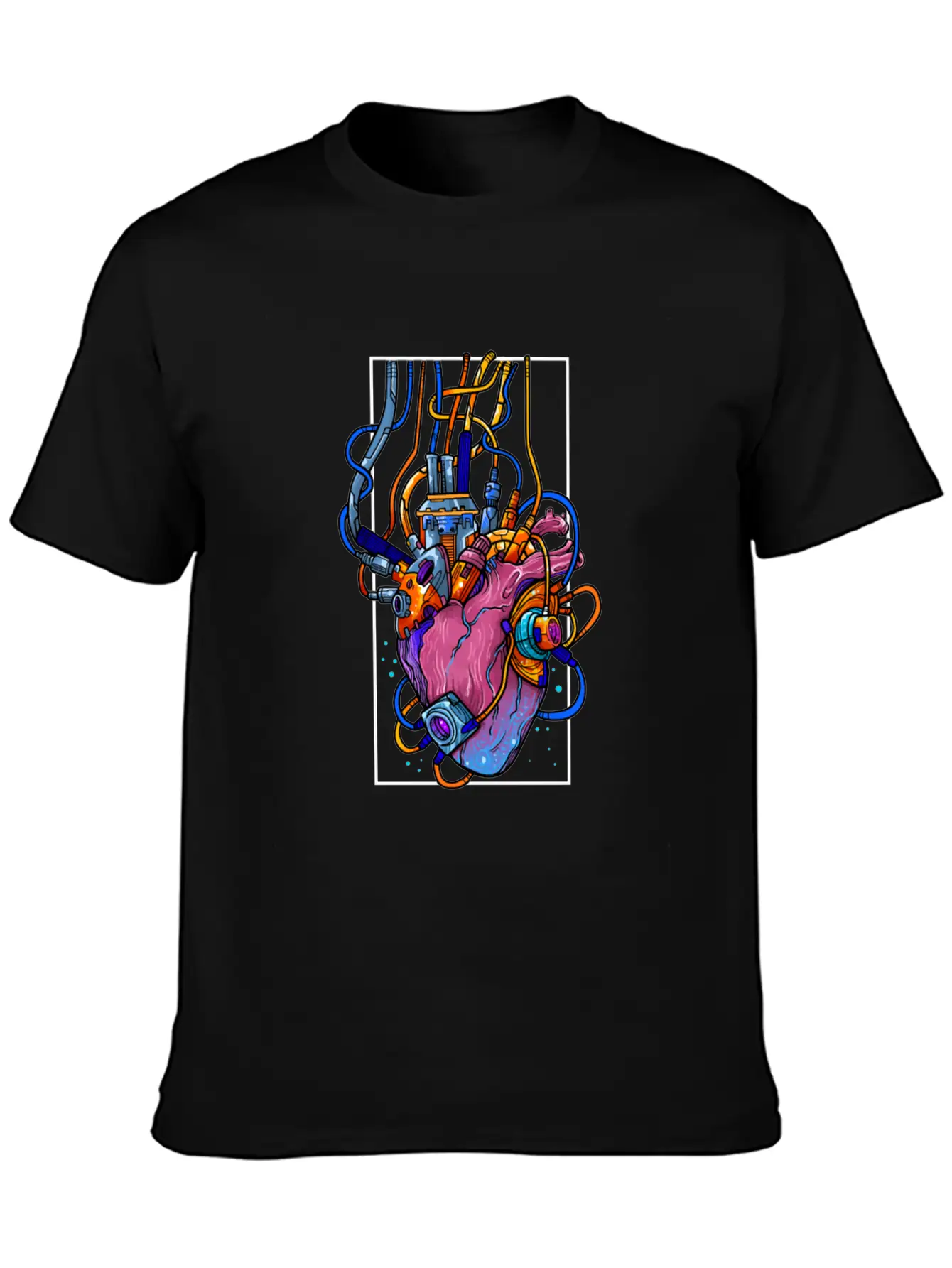Cyborg Robot Heart Vaporwave Futuristic Cyberpunk Unisex Casual T-Shirt – Clean Design For Daily Comfort