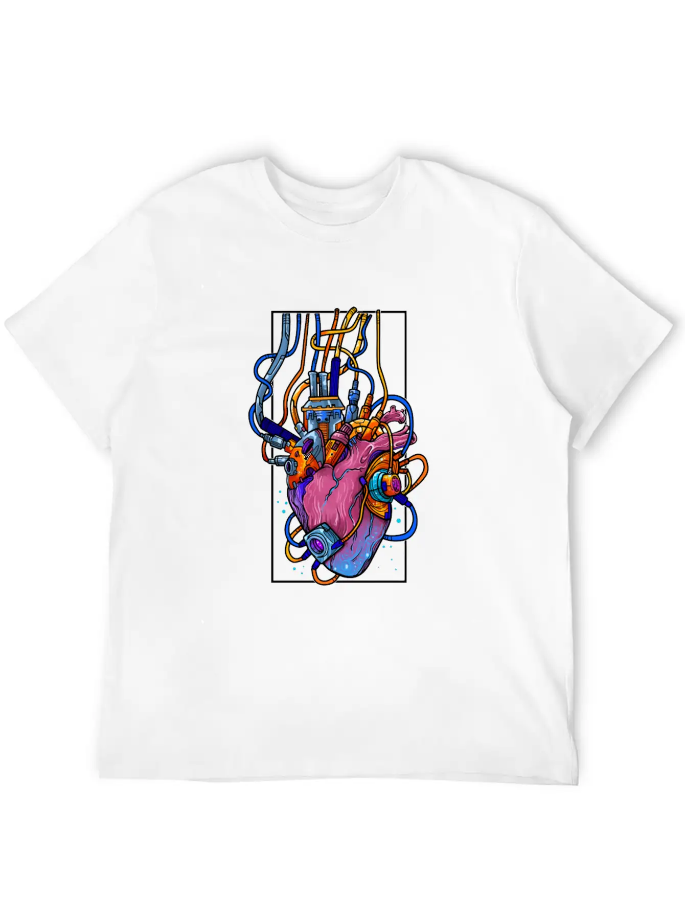 Cyborg Robot Heart Vaporwave Futuristic Cyberpunk Unisex Casual T-Shirt – Clean Design For Daily Comfort