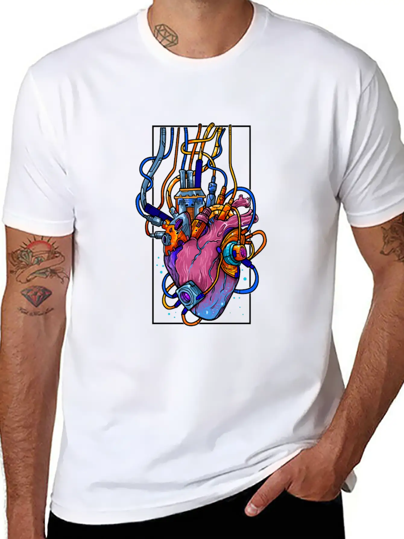 Cyborg Robot Heart Vaporwave Futuristic Cyberpunk Unisex Casual T-Shirt – Clean Design For Daily Comfort