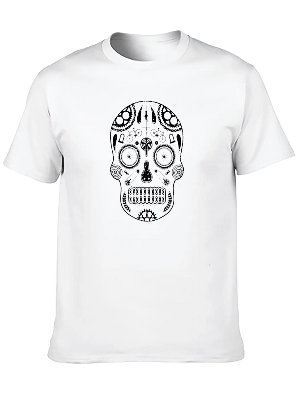 Cycling Cycle Skull Parts Funny Unisex Short Sleeve Soft Cotton T-Shirt – Casual Everyday Wear