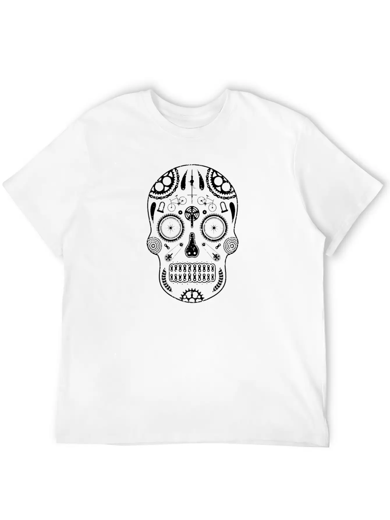Cycling Cycle Skull Parts Funny Unisex Short Sleeve Soft Cotton T-Shirt – Casual Everyday Wear