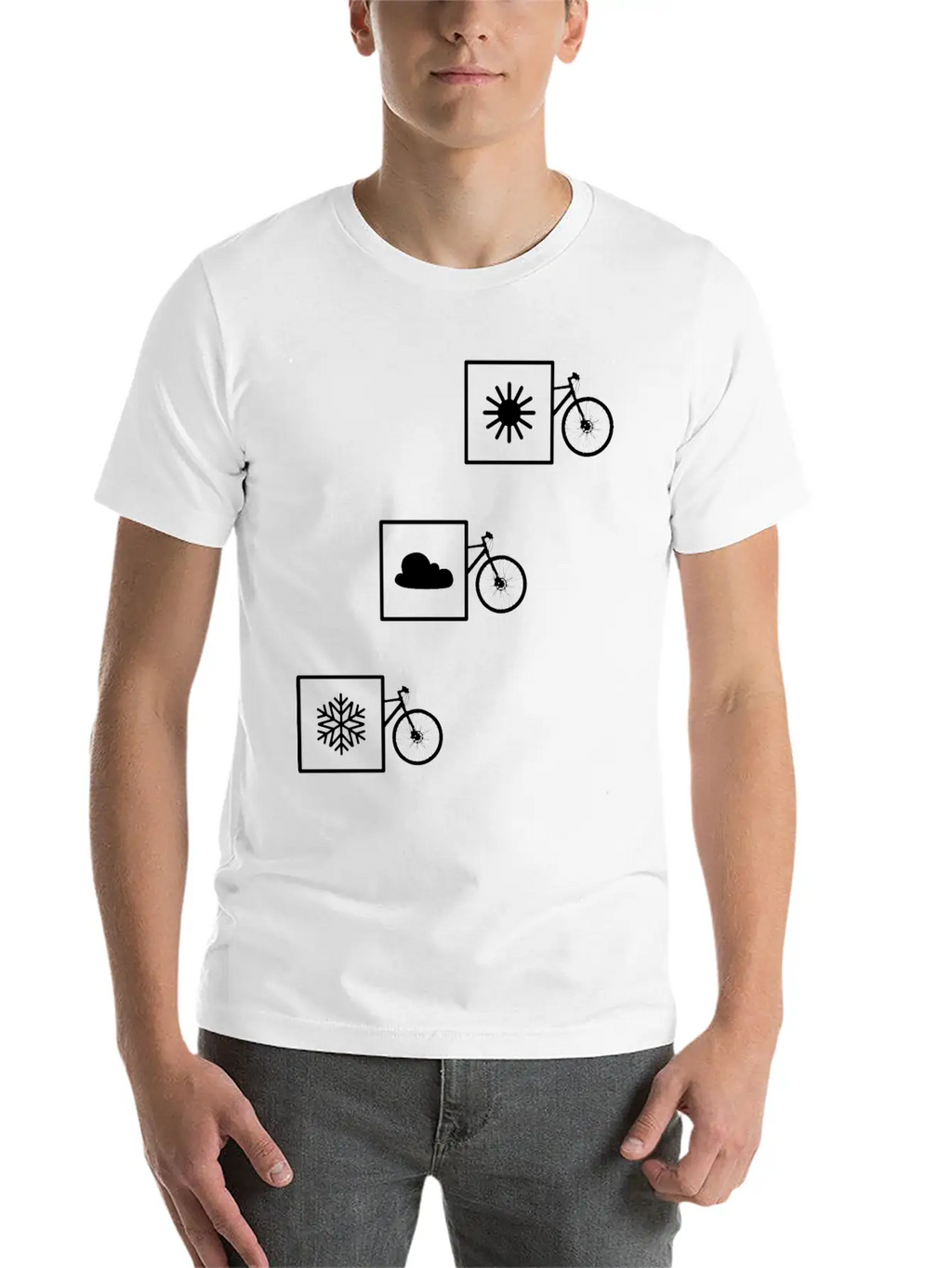 Cycling In Any Weather: Sun, Cloud, Snow Casual Graphic T-Shirt – Simple And Comfortable Daily Wear