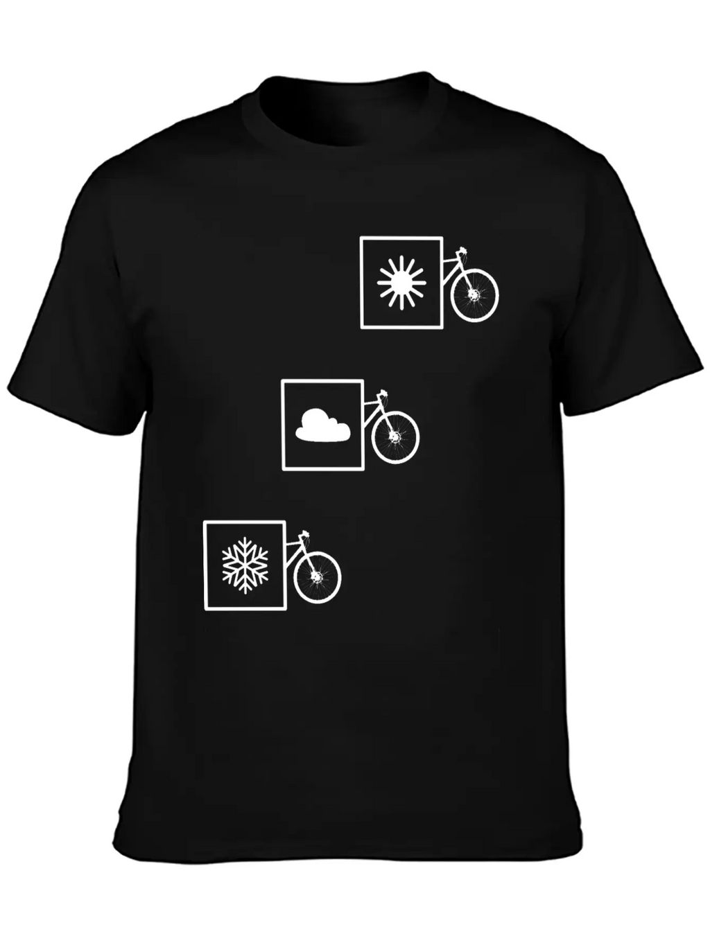 Cycling In Any Weather: Sun, Cloud, Snow Casual Graphic T-Shirt – Simple And Comfortable Daily Wear