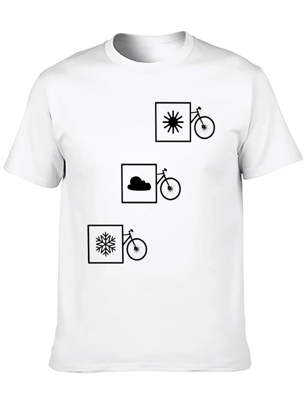 Cycling In Any Weather: Sun, Cloud, Snow Casual Graphic T-Shirt – Simple And Comfortable Daily Wear