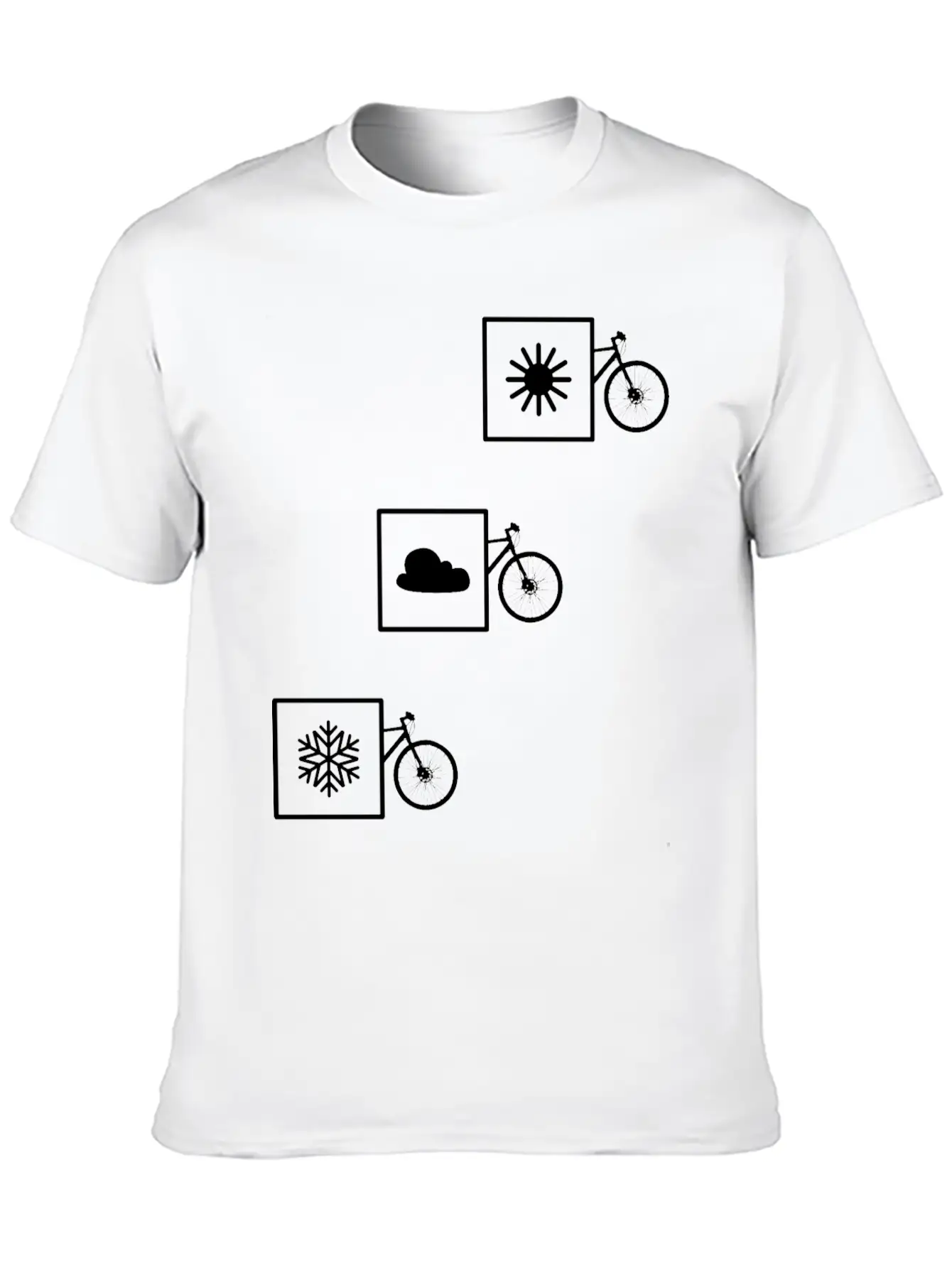 Cycling In Any Weather: Sun, Cloud, Snow Casual Graphic T-Shirt – Simple And Comfortable Daily Wear