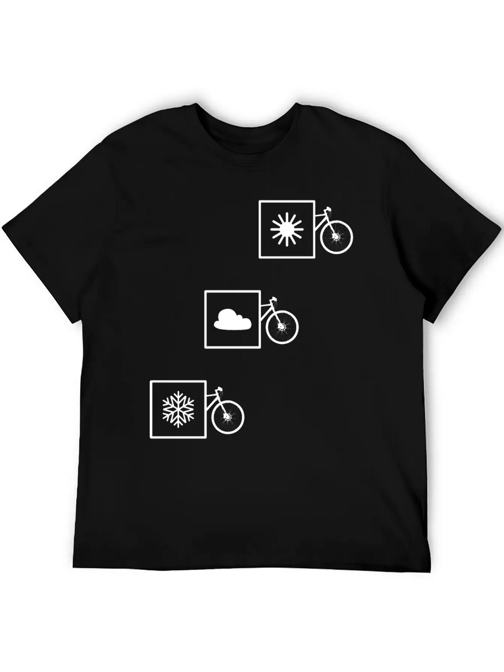 Cycling In Any Weather: Sun, Cloud, Snow Casual Graphic T-Shirt – Simple And Comfortable Daily Wear