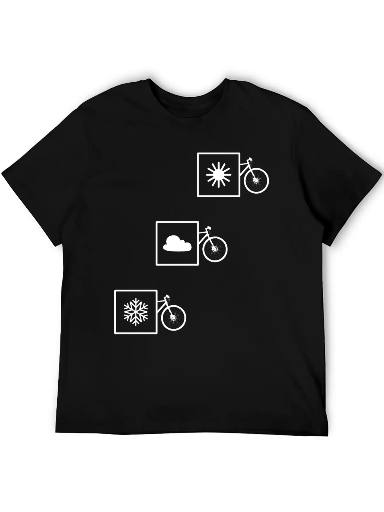 Cycling In Any Weather: Sun, Cloud, Snow Casual Graphic T-Shirt – Simple And Comfortable Daily Wear