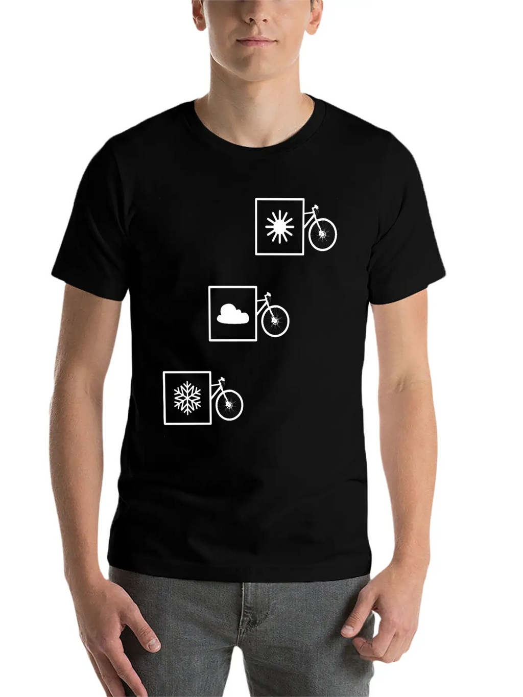 Cycling In Any Weather: Sun, Cloud, Snow Casual Graphic T-Shirt – Simple And Comfortable Daily Wear