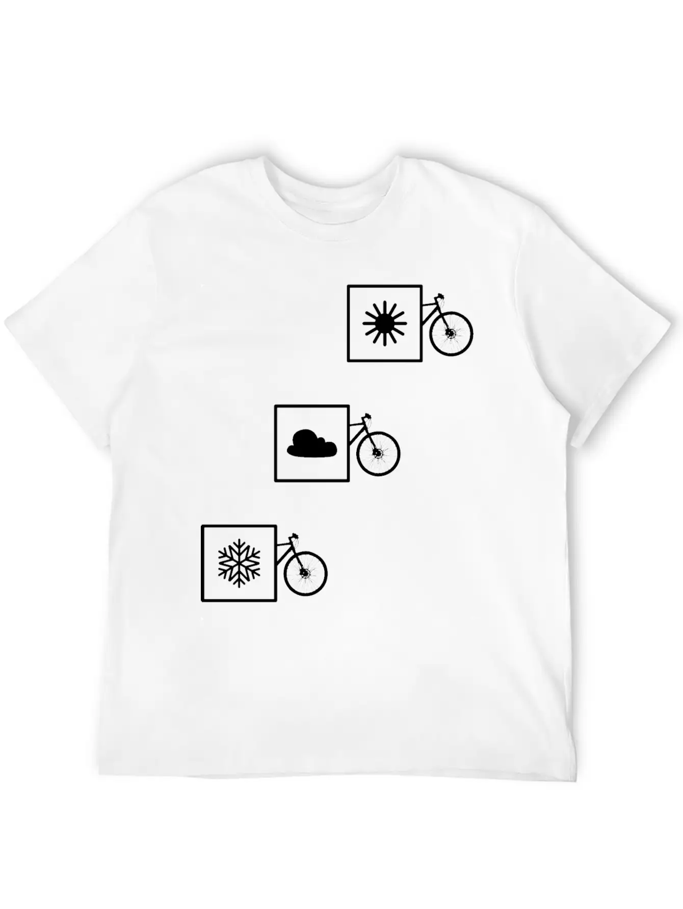 Cycling In Any Weather: Sun, Cloud, Snow Casual Graphic T-Shirt – Simple And Comfortable Daily Wear