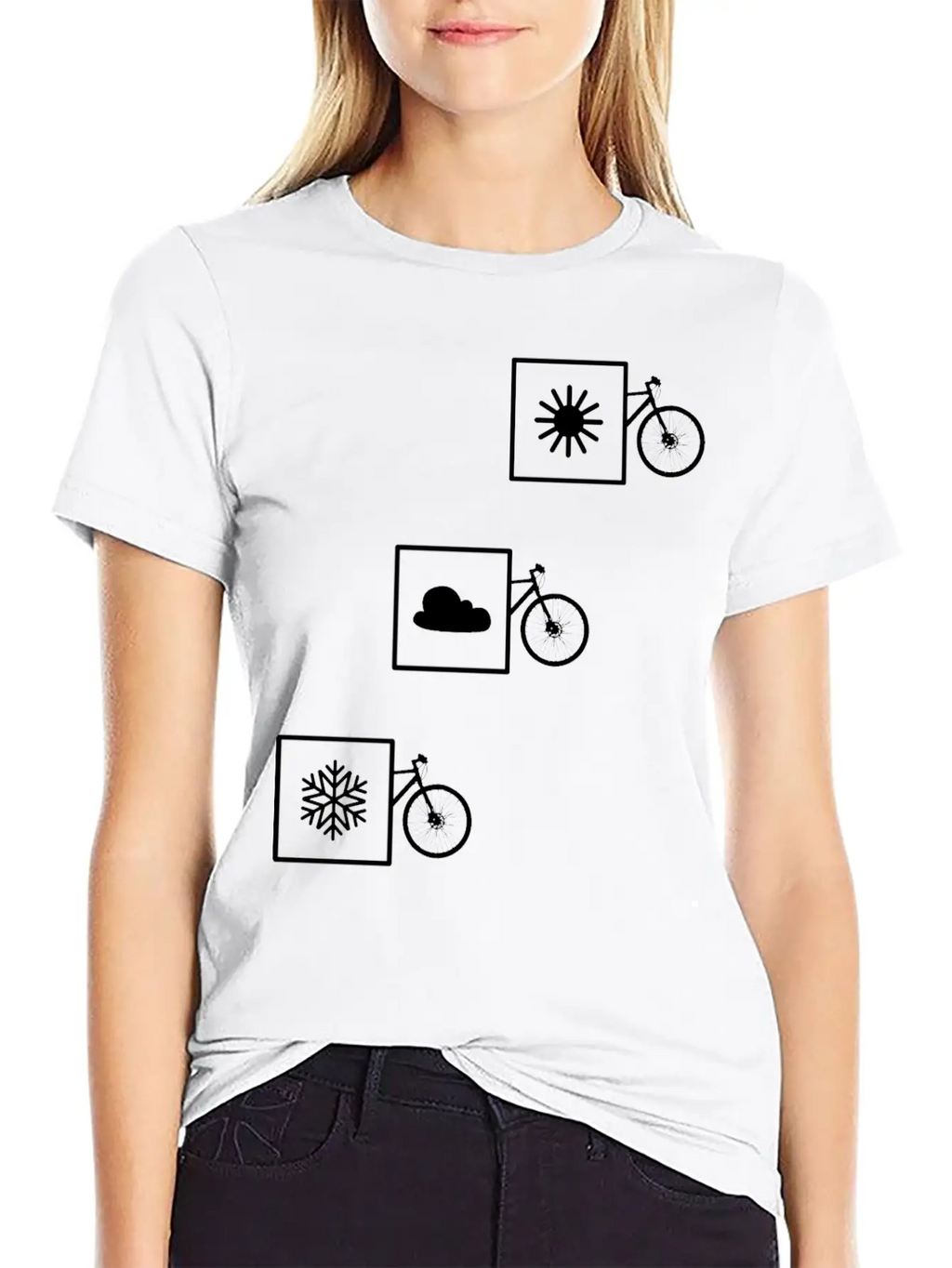 Cycling In Any Weather: Sun, Cloud, Snow Casual Graphic T-Shirt – Simple And Comfortable Daily Wear