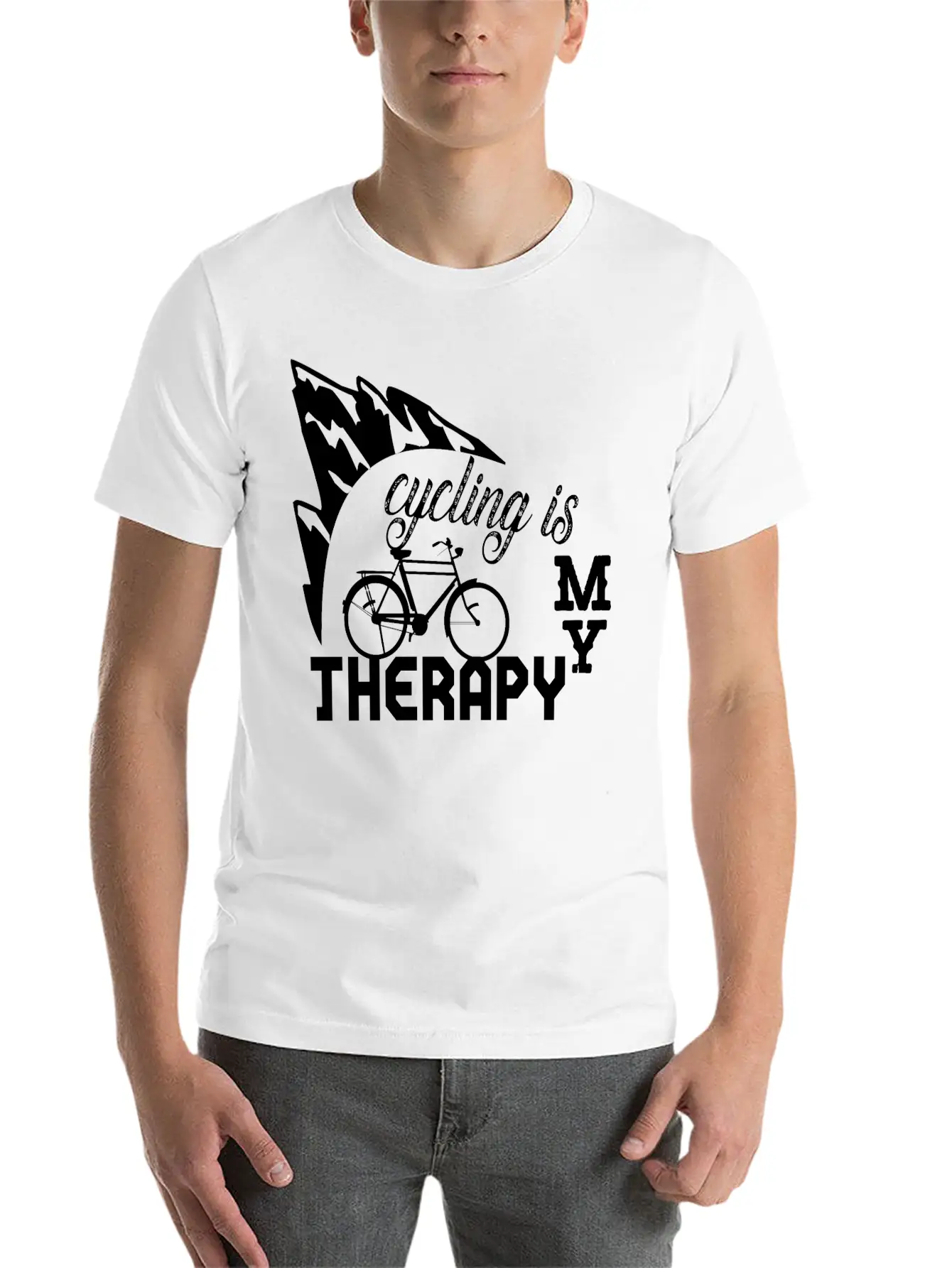 Cycling Is My Therapy Stylish Everyday T-Shirt – Unisex Basic Cotton Tee